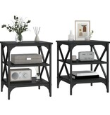 VidaXL Bijzettafels 2 st 40x42x50 cm bewerkt hout zwart