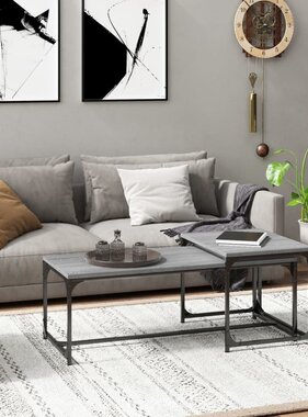 VidaXL Salontafels 2 st bewerkt hout grijs sonoma eikenkleurig