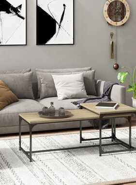 VidaXL Salontafels 2 st bewerkt hout sonoma eikenkleurig