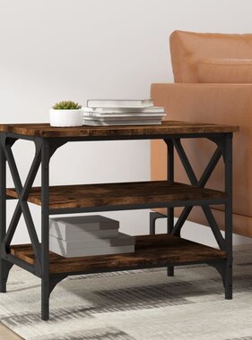VidaXL Bijzettafel 55x38x45 cm bewerkt hout gerookt eikenkleurig