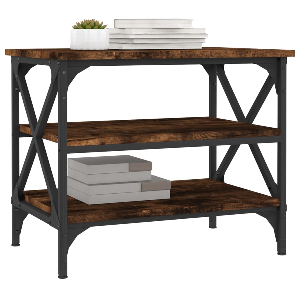 VidaXL Bijzettafel 55x38x45 cm bewerkt hout gerookt eikenkleurig