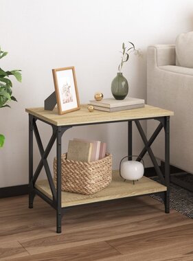 VidaXL Bijzettafel 55x38x45 cm bewerkt hout sonoma eikenkleurig