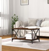 VidaXL Salontafel 80x50x45 cm bewerkt hout en ijzer bruin eikenkleur