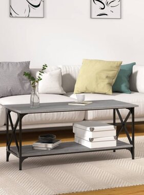 VidaXL Salontafel 100x45x45 cm bewerkt hout en ijzer grijs sonoma