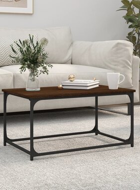 VidaXL Salontafel 80x50x40 cm bewerkt hout en ijzer bruin eikenkleur