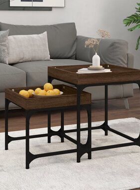 VidaXL Bijzettafels 2 st bewerkt hout bruin eikenkleur