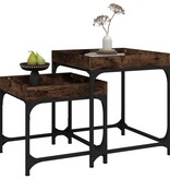 VidaXL Bijzettafels 2 st bewerkt hout gerookt eikenkleurig