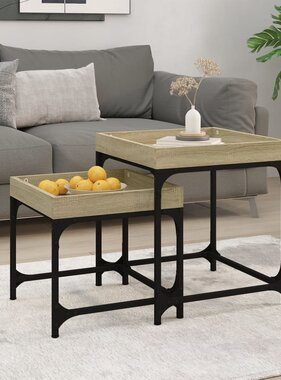 VidaXL Bijzettafels 2 st bewerkt hout sonoma eikenkleurig