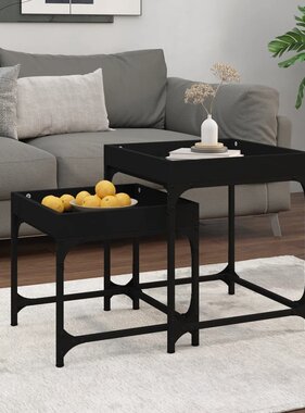 VidaXL Bijzettafels 2 st bewerkt hout zwart