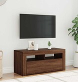 VidaXL Tv-meubel met LED-verlichting 90x35x40 cm bruin eikenkleur