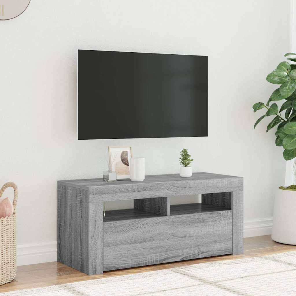 VidaXL Tv-meubel met LED-verlichting 90x35x40 cm grijs sonoma eiken