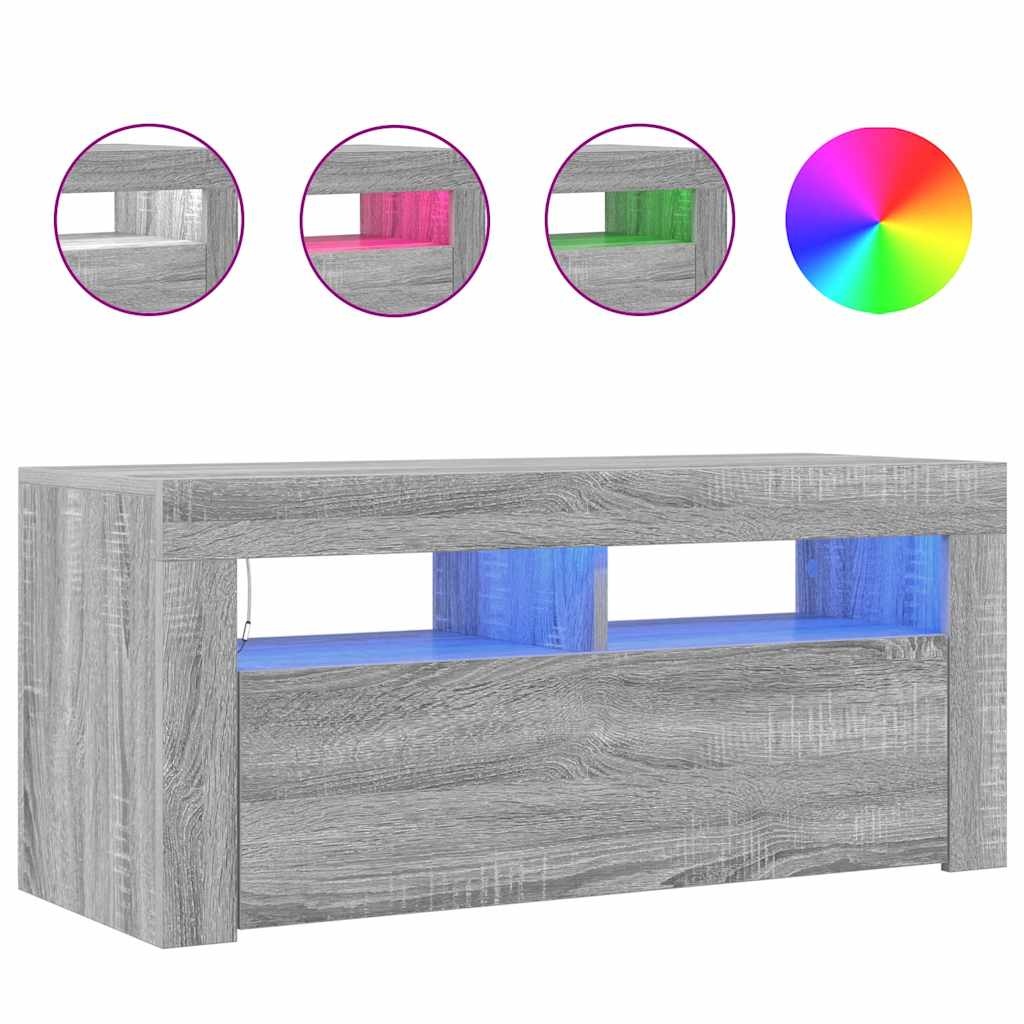 VidaXL Tv-meubel met LED-verlichting 90x35x40 cm grijs sonoma eiken