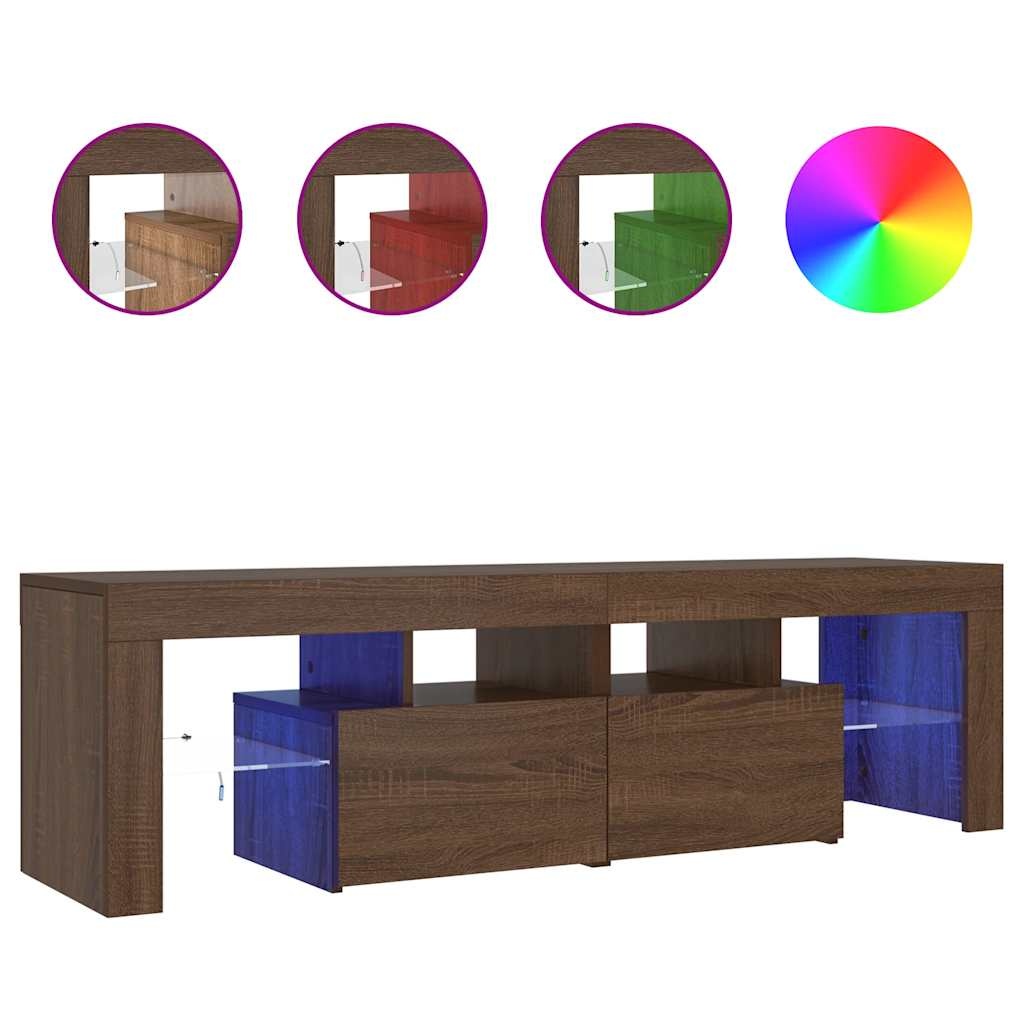 VidaXL Tv-meubel LED-verlichting 140x36,5x40 cm bruin eikenkleur