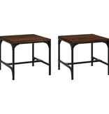 VidaXL Bijzettafels 2 st 40x40x35 cm bewerkt hout bruineiken