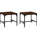 VidaXL Bijzettafels 2 st 40x40x35 cm bewerkt hout gerookt eiken