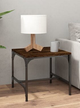 VidaXL Bijzettafel 40x40x35 cm bewerkt hout gerookt eikenkleurig
