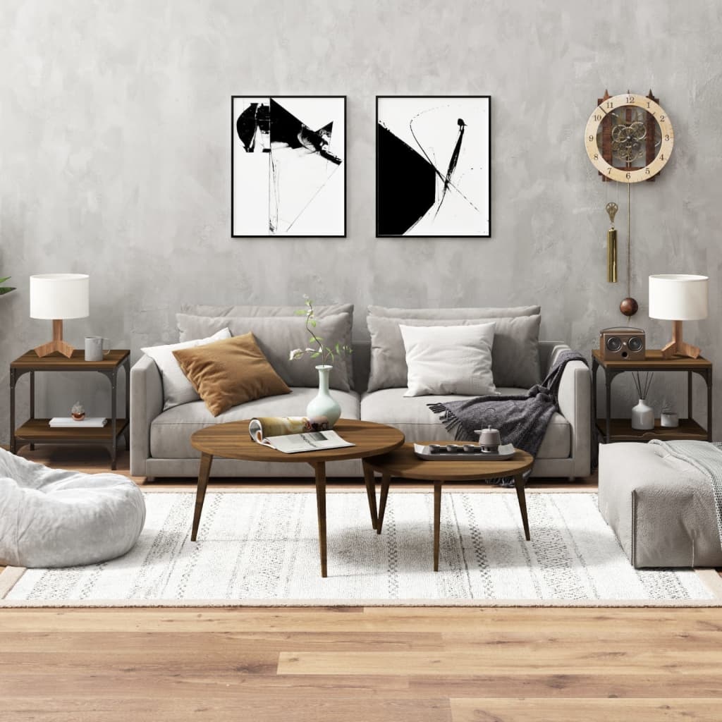 VidaXL Bijzettafels 2 st 40x40x40 cm bewerkt hout bruineiken