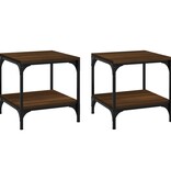 VidaXL Bijzettafels 2 st 40x40x40 cm bewerkt hout bruineiken