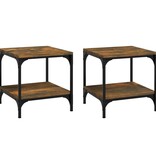 VidaXL Bijzettafels 2 st 40x40x40 cm bewerkt hout gerookt eiken