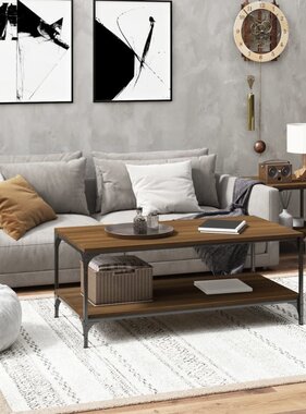 VidaXL Salontafel 80x50x40 cm bewerkt hout bruin eikenkleur