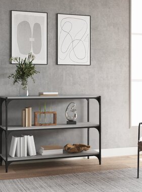 VidaXL Boekenkast 100x33x70,5 cm hout en staal grijs sonoma eikenkleur