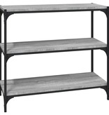 VidaXL Boekenkast 80x33x70,5 cm hout en staal grijs sonoma eikenkleur