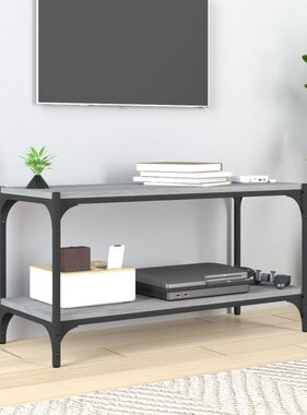 VidaXL Tv-meubel 80x33x41 cm bewerkt hout en staal grijs sonoma eiken