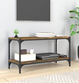 VidaXL Tv-meubel 80x33x41 cm bewerkt hout en staal gerookt eikenkleur