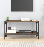 VidaXL Tv-meubel 80x33x41 cm bewerkt hout en staal gerookt eikenkleur