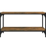 VidaXL Tv-meubel 80x33x41 cm bewerkt hout en staal gerookt eikenkleur