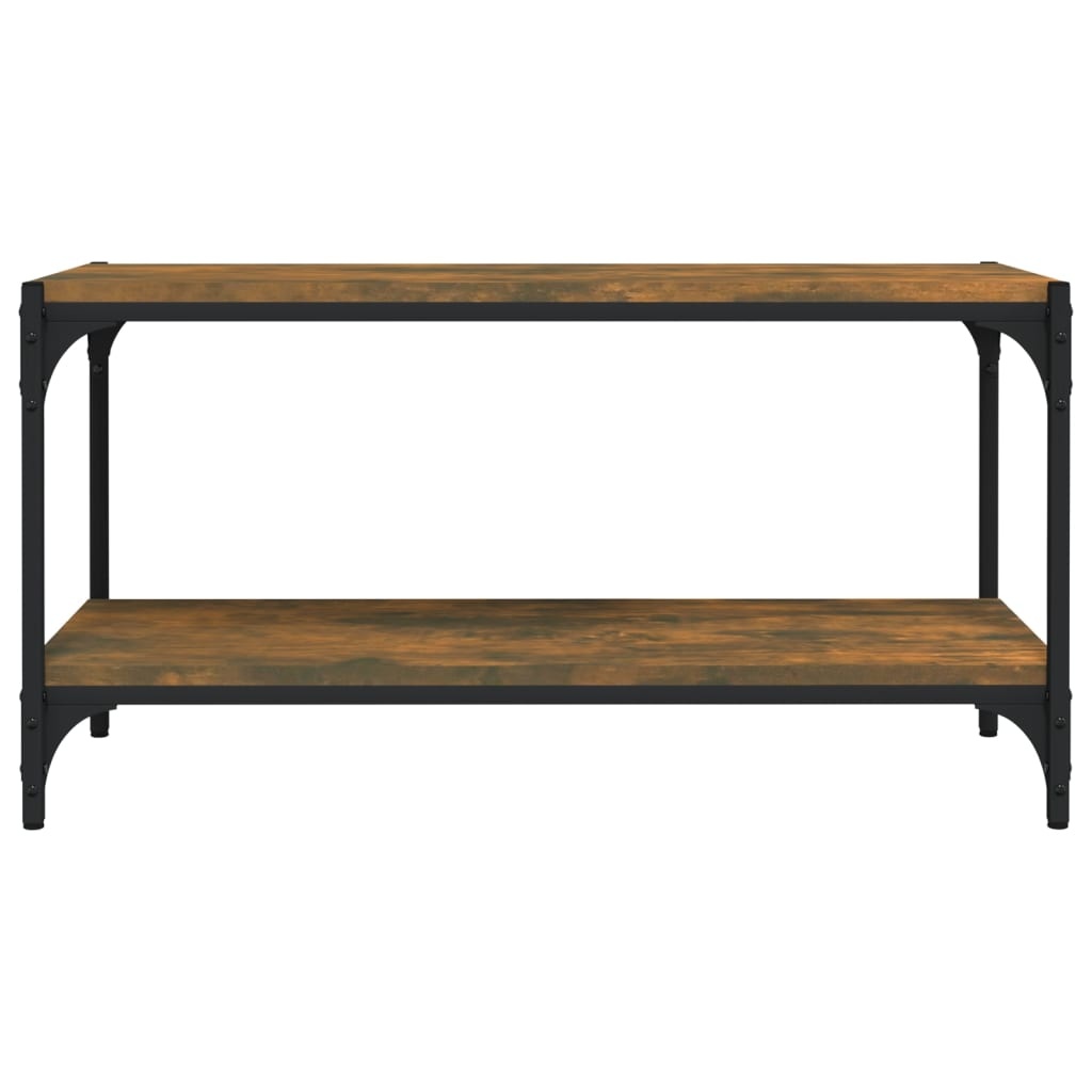 VidaXL Tv-meubel 80x33x41 cm bewerkt hout en staal gerookt eikenkleur