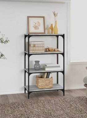 VidaXL Boekenkast 60x33x100 cm hout en staal grijs sonoma eikenkleur