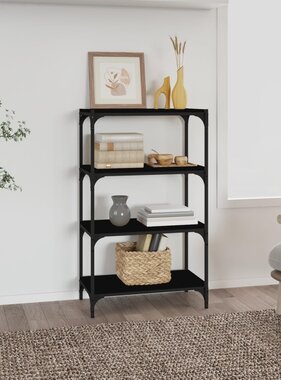 VidaXL Boekenkast 60x33x70,5 cm bewerkt hout en staal zwart