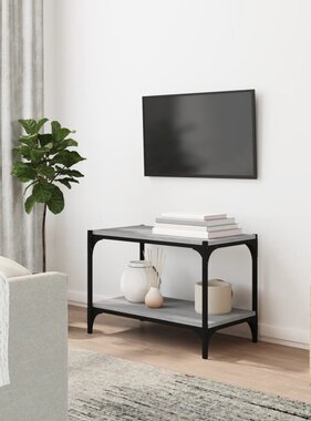 VidaXL Tv-meubel 60x33x41 cm bewerkt hout en staal grijs sonoma eiken