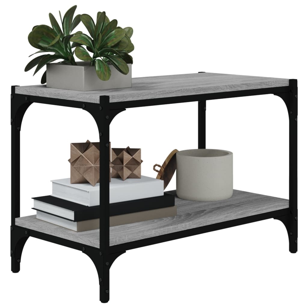 VidaXL Tv-meubel 60x33x41 cm bewerkt hout en staal grijs sonoma eiken