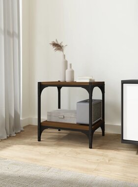 VidaXL Tv-meubel 40x33x41 cm bewerkt hout en staal bruin eikenkleur