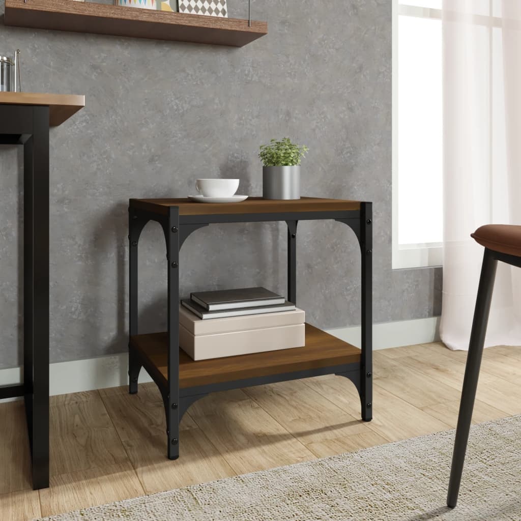 VidaXL Tv-meubel 40x33x41 cm bewerkt hout en staal bruin eikenkleur