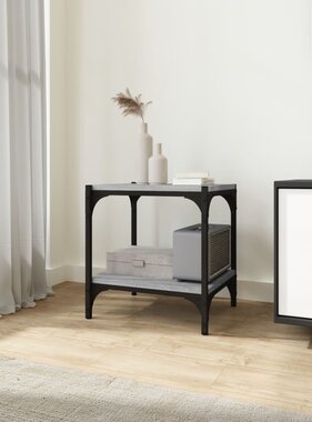 VidaXL Tv-meubel 40x33x41 cm bewerkt hout en staal grijs sonoma eiken