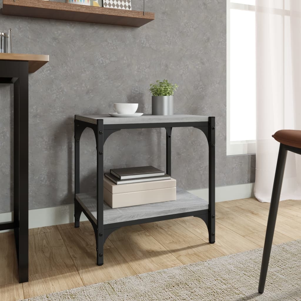 VidaXL Tv-meubel 40x33x41 cm bewerkt hout en staal grijs sonoma eiken