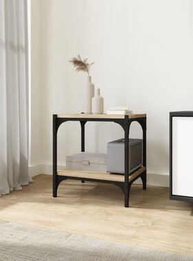 VidaXL Tv-meubel 40x33x41 cm bewerkt hout en staal sonoma eikenkleurig