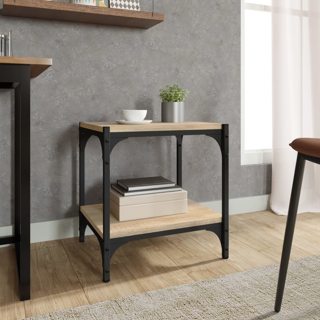 VidaXL Tv-meubel 40x33x41 cm bewerkt hout en staal sonoma eikenkleurig