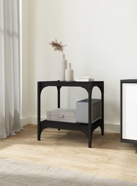 VidaXL Tv-meubel 40x33x41 cm bewerkt hout en staal zwart