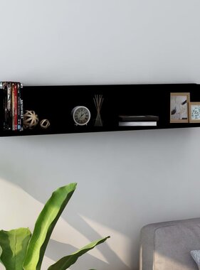 VidaXL Cd-wandschap 100x18x18 cm bewerkt hout zwart