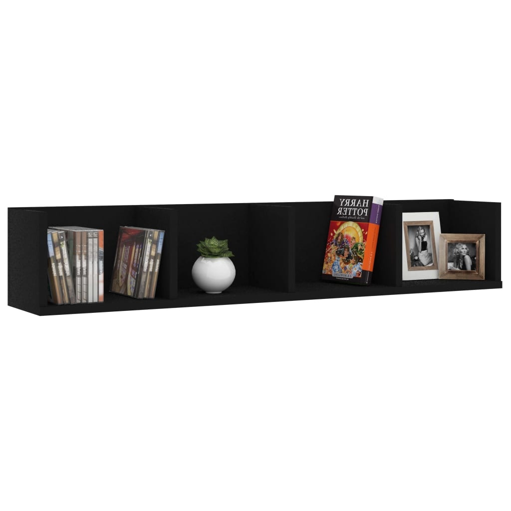 VidaXL Cd-wandschap 100x18x18 cm bewerkt hout zwart