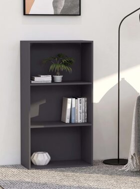 VidaXL Boekenkast met 3 schappen 60x30x114 cm bewerkt hout grijs