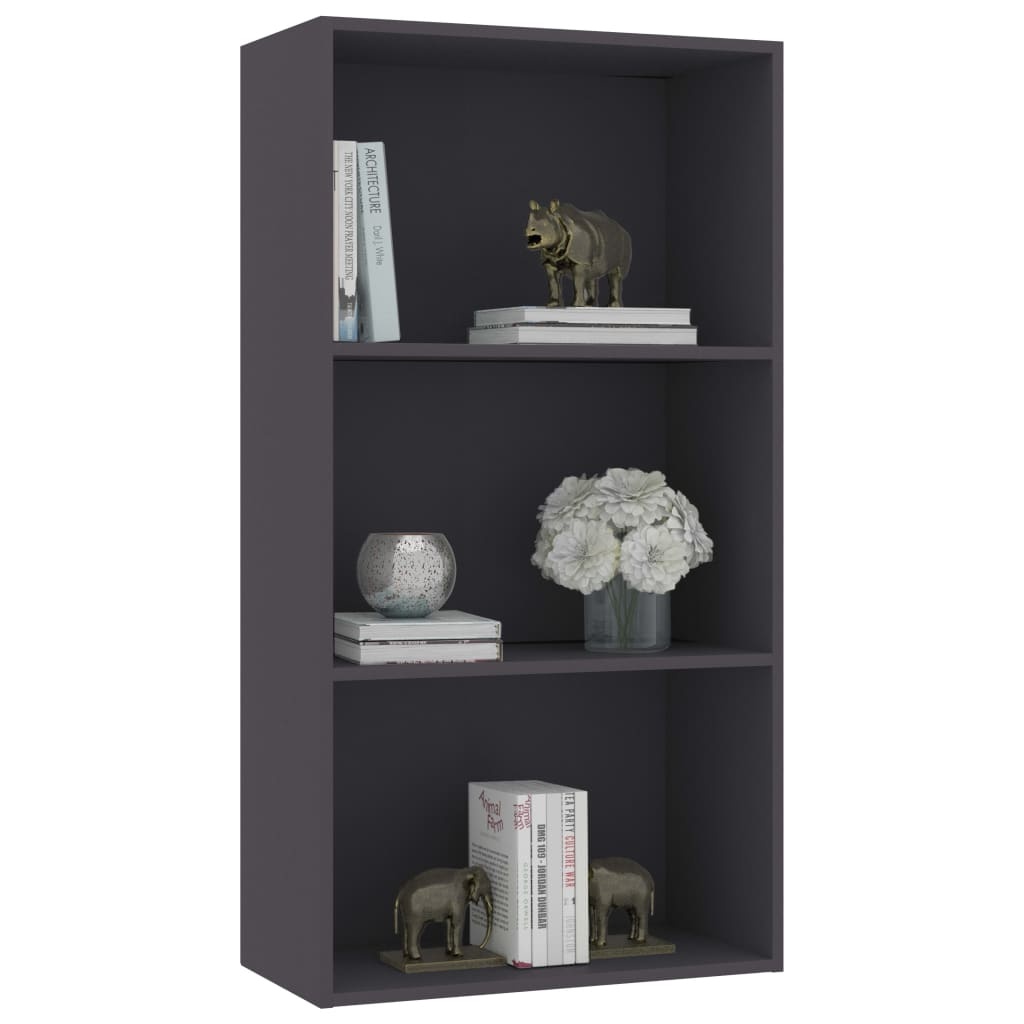 VidaXL Boekenkast met 3 schappen 60x30x114 cm bewerkt hout grijs