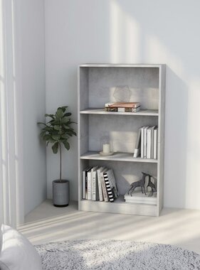 VidaXL Boekenkast met 3 schappen 60x24x109 cm bewerkt hout betongrijs