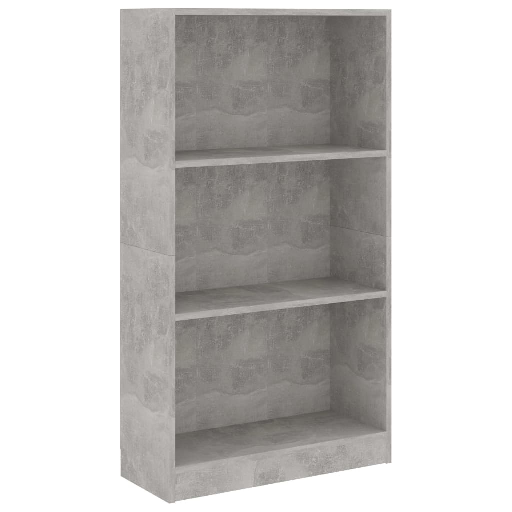 VidaXL Boekenkast met 3 schappen 60x24x109 cm bewerkt hout betongrijs