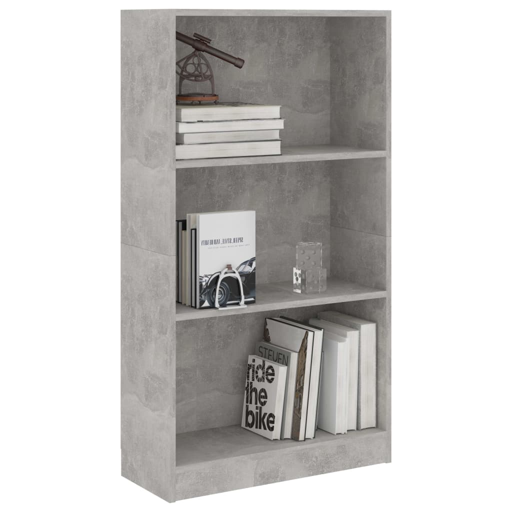 VidaXL Boekenkast met 3 schappen 60x24x109 cm bewerkt hout betongrijs