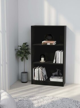VidaXL Boekenkast met 3 schappen 60x24x109 cm bewerkt hout zwart
